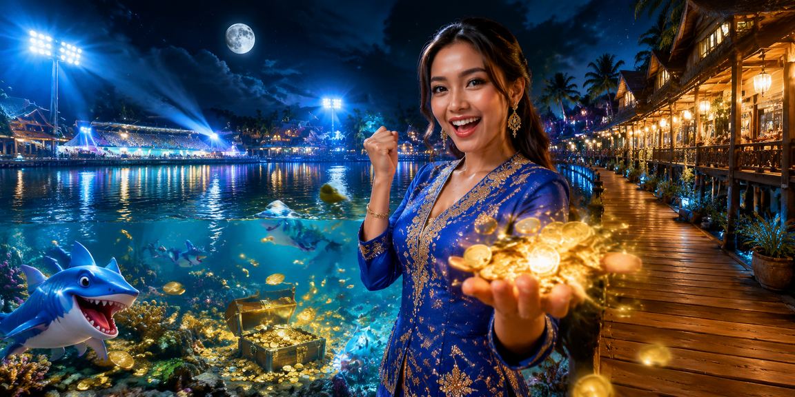Permainan tembak ikan Sabah dengan kostum baju kurung tradisional